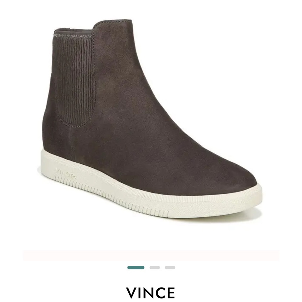 Vince Dark Brown Suede Slip-On Sneaker Boot with White Sole